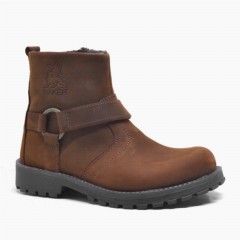 Boots -  أحذية أطفال من الجلد الطبيعي بسحّاب لون القرفة تشيرون 100278771 - Turkey