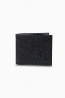 Wallet - Schwarze, horizontale Herren-Geldbörse aus Leder mit Doppelkolben 100345814 - Turkey