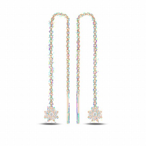 jewelry - Flower Dangle Women's Sterling Silver Earrings Rose 100346696 - Turkey