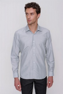 Top Wear - Men's Green Pearl Pattern Regular Fit Comfortable Cut Pocketless Shirt 100350839 - Turkey