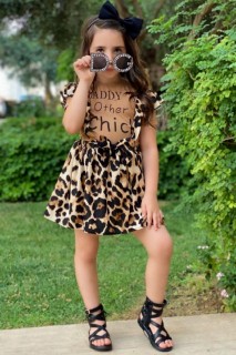 Kids - Girl Child Chick Leopard Patterned Gardener Salopet 100326829 - Turkey