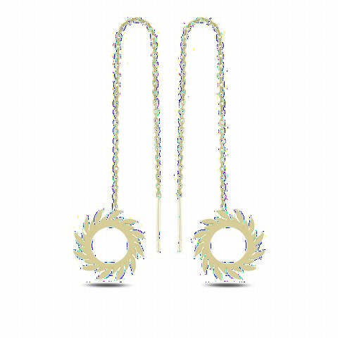 Jewelry & Watches - Sliding Saw Dangle Women's Silver Earrings Gold 100346704 - Turkey