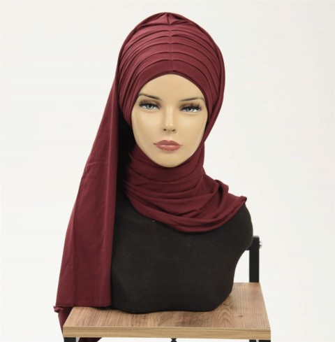 Ready to wear Hijab-Shawl - Pleated Shawl Bonnet 100283171 - Turkey