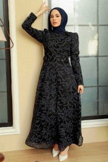 Black Hijab Evening Dress 100341709