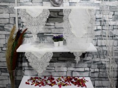 Living room Table Set - Suman Kordone Luxury Velvet Embroidered 5 Piece Living Room Set Black Platinum 100331620 - Turkey
