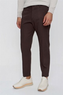 Men's Brown Dynamic Fit Casual Side Pocket Cotton Linen Trousers 100350949