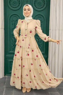 Daily Dress - Beige Hijab Dress 100341615 - Turkey