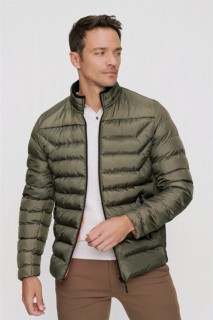 Coat - Men's Khaki Dayton Dynamic Fit Casual Fit Zippered Quilted Down Jacket 100352620 - Turkey