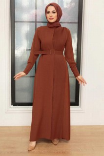 Woman Clothing - Brown Hijab Dress 100341510 - Turkey