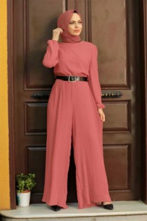 Outwear - Dusty Rose Hijab Overalls 100337380 - Turkey