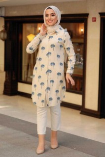 Clothes - Ecru Hijab Tunic 100341729 - Turkey
