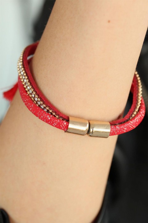 Red Color Metal Infinity Tassel Ladies Bracelet 100318739