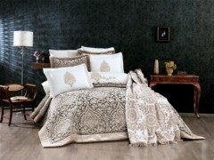 Bedding - Dowry Land Elenor 4 Piece Bedspread Set Beige Tile 100332011 - Turkey