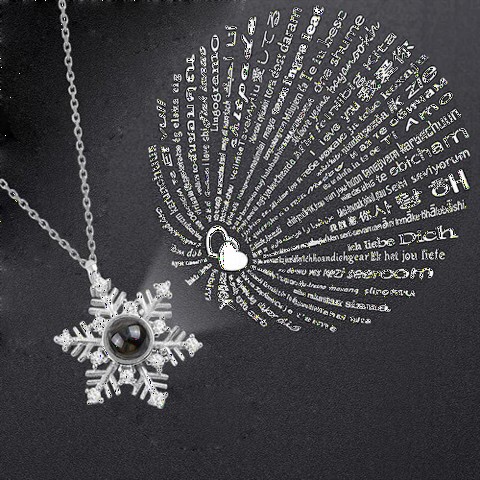 I Love You In A Hundred Languages ​​Snowflake Model Silver Necklace Silver 100347801