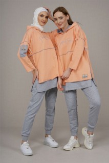 Pajamas - Women's Hooded Reverse Stitched Tracksuit 100325406 - Turkey