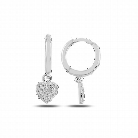 jewelry - Heart Model Zircon Stone Silver Earrings 100347528 - Turkey