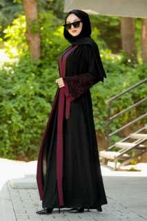 Clothes - Claret Red Hijab Abaya 100336728 - Turkey
