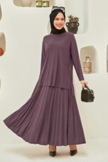 Outwear - فستان بدلة حجاب وردي مغبر 100340474 - Turkey