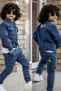 Boy's Mickey and Pluto Printed Front Buttoned Jeans Bottom Top Set 100328494