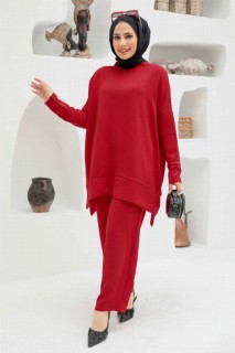 Outwear - Red Hijab Dual Suit Dress 100339921 - Turkey