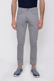 Men - Men's Gray Cotton 5 Pocket Slim Fit Slim Fit Trousers 100351392 - Turkey