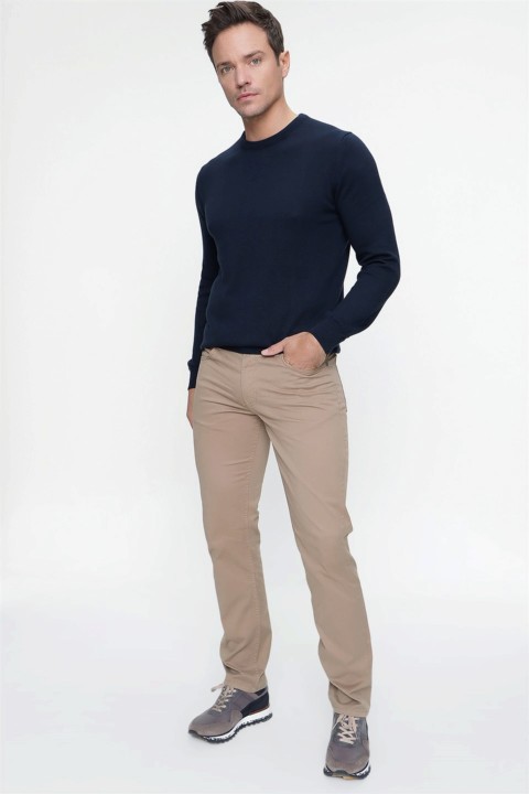 Men's Mink Cotton Dynamic Fit Comfortable Fit 5 Pocket Linen Trousers 100351480