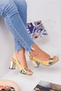 Heels & Courts - Bellia Lemon Suede Mirror Heeled Shoes 100342769 - Turkey