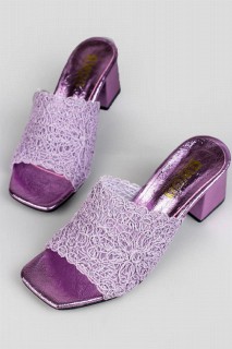 Flufy Lilac Knitted Slippers 100343495