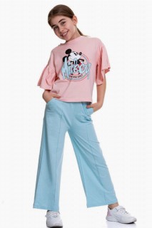 Tracksuits, Sweatshirts - Girl's Sleeves Flywheel Mickey Printed Wide Leg Pink Tracksuit 100327695 - Turkey