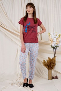 Women's Leaf Patterned Pajamas Set 100325947