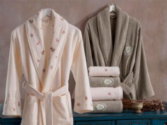 Set Robe - Vanessa Lot de peignoirs en coton beige crème 100344777 - Turkey
