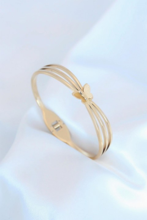 Bracelet - Gold Color Butterfly Figure Steel Women's Bracelet 100327799 - Turkey