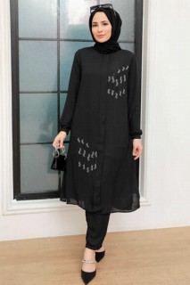 Outwear - Schwarzes Hijab-Anzugkleid 100339767 - Turkey