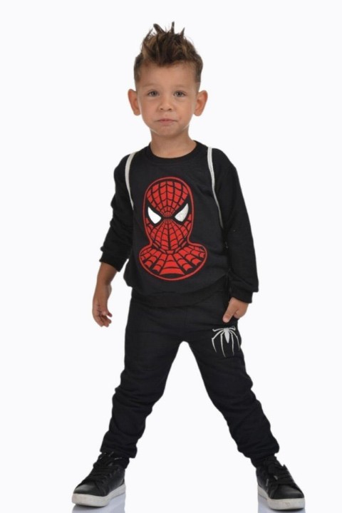 Tracksuit Set - Junge Spiderman Logo Schwarzer Trainingsanzug 100326878 - Turkey