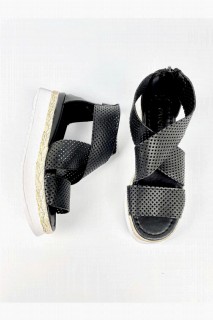 Heels & Courts - Cyrus Black Wedge Heel Sandals 100344328 - Turkey