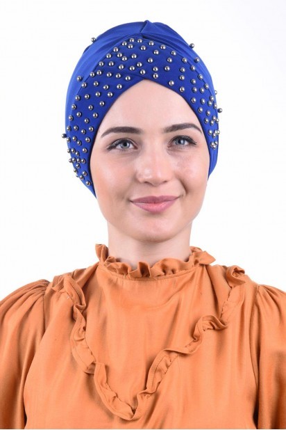 Woman Bonnet & Turban - کلاه استخر مروارید ساکس - Turkey