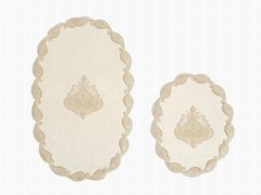 Home Product - Vilma French Guipure 2 Pcs Bath Mat Set Cream Gold 100329756 - Turkey