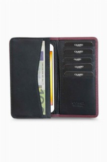Guard Claret Red Black Leather Portfolio Wallet with Phone Entry 100345766