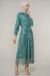 Daily Dress - Women's Stripe Patterned Tulle Dress 100325999 - Turkey
