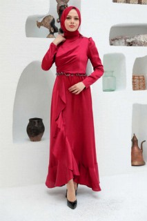 Evening & Party Dresses - Robe de soirée hijab rouge 100340434 - Turkey