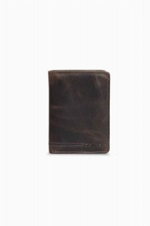 Wallet - Portefeuille pour homme en cuir véritable marron antique extra fin 100346169 - Turkey