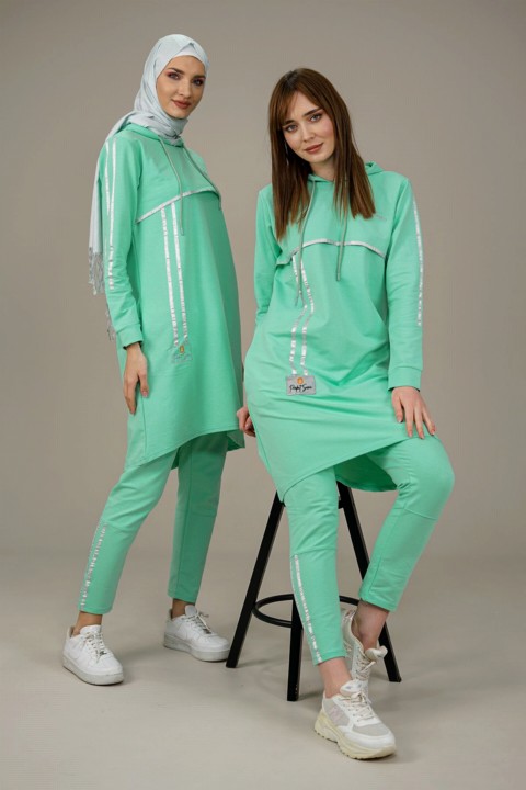 Pajamas - Ensemble de survêtement détaillé avec passepoil pour femme 100342610 - Turkey