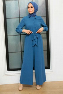 Overalls - İndigo Blue Hijab Overalls 100340766 - Turkey