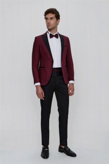 Suit - توكسيدو بولونيا سيرمونيا أحمر كلاريت داكن للرجال 100350983 - Turkey