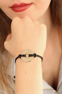 Bracelet - OKAY (Good) Black Leather Corded Unisex Mood Bracelet 100318849 - Turkey