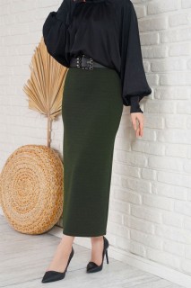 Woman Clothing - Women's Waist Elastic Lycra Pencil Skirt 100342673 - Turkey