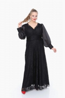Young Plus Size Guipure Black Dress 100276527