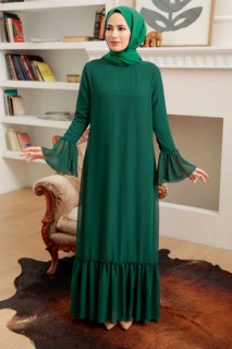 Clothes - Green Hijab Dress 100340830 - Turkey