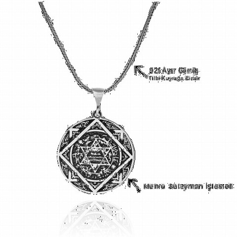 Seal of Solomon Embroidered Seljuk Star Silver Necklace 100349496