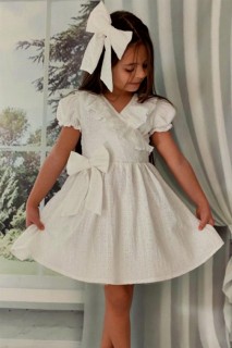 Girl Clothing - تنورة بناتي بياقة على شكل دانتيل مكشكش مطرزة وفستان أبيض تول منفوش 100327368 - Turkey